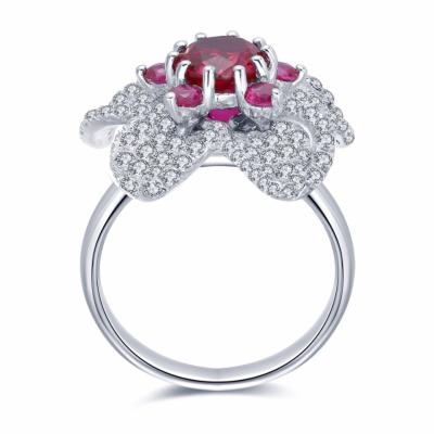 China Exquisite Workmanship New Arrivals S925 Sterling Silver 18k Gold Plated Artificial Ruby Ring (With Certificate) for sale