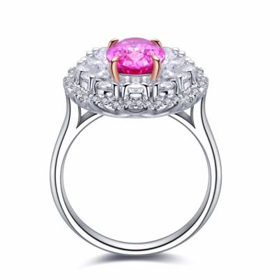 China Exquisite Workmanship New S925 Sterling Silver 18k Gold Plated Artificial Ruby Ring (With Certificate) for sale