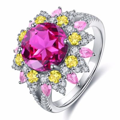 China Latest Design Exquisite Workmanship S925 Sterling Silver 18k Gold Plated Artificial Ruby Ring (With Certificate) for sale