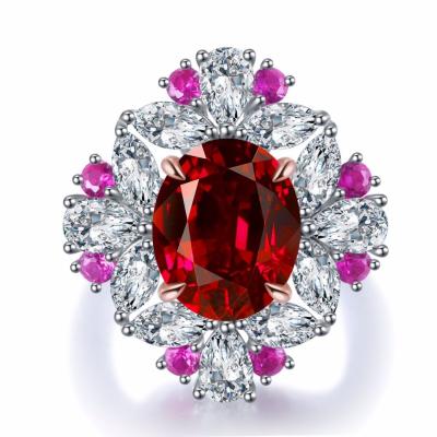 China Exquisite Workmanship Fine Quality S925 Sterling Silver Plated 18k Gold Set with Ruby Ring (with Certificate) for sale