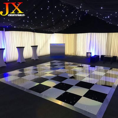 China Modern Portable Disco Black And White Plywood Removable Dance Floor Tiles For Weddings And Event for sale