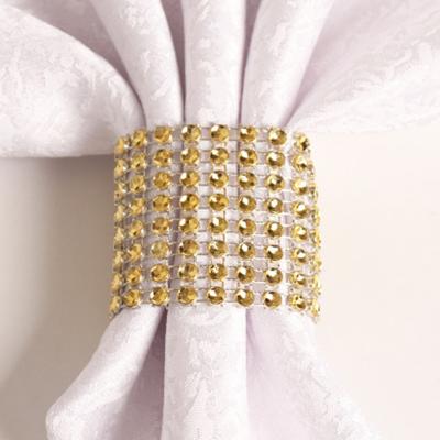 China Gold Rings Rings Crystal Rhinestone Mesh Napkin Holder Rustic Table Napkin Rings For Weddings for sale