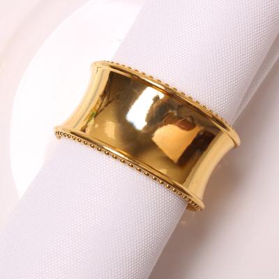 China Silver Beaded Decorative Dining Napkin Stocked Ring Holder For Wedding Table Cheap Metal Bling Gold Round Napkin Rings for sale