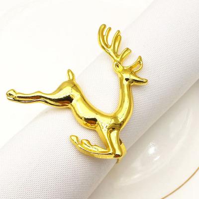 China Wholesale Rustic Metal Realistic Gold Deer Napkin Rings Dining Table Napkin Holder Ring For Wedding Christmas Decor for sale