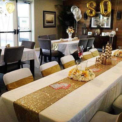 China Shinny 118 Inch Sequin Table Runner Gold Glitter Sequin Fabric Tablecloth Cloths For Wedding Birthday Party Baby Shower for sale