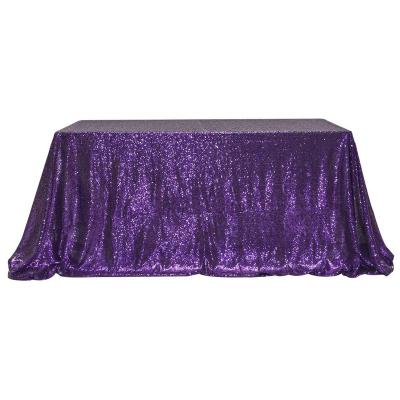 China 150x300cm Rectangular Purple Table Cover Glitter Shiny Sequin Table Cloth For Wedding Bridal Birthday Baby Shower Party Decorations for sale