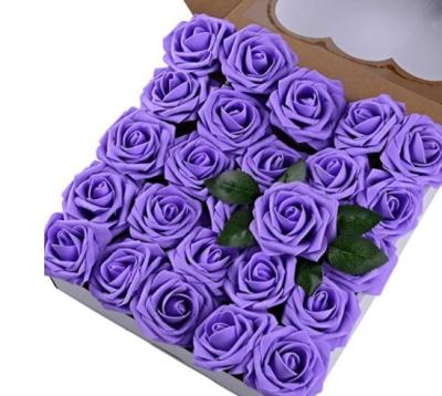 China Natural Touch Artificial Flowers, 25Pcs Stems Foam Rose Flowers Box For DIY Wedding Bouquets Bridal Centerpieces Party Decoration for sale