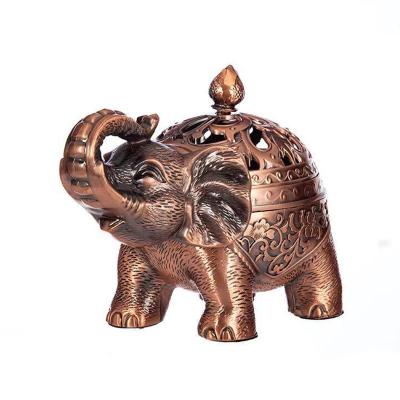 China Retro Metal Elephant Incense Holder, Vintage Cone Coil Censer with Lid, Ash Catcher Aromatherapy Ornament Home Desk Decor for sale