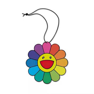 China Eco-Friendly Custom Sustainable Car Air Fresheners Logo Promotional Card Perfume Hanging Scented Shaped Cute Custom Paper Sunflower for sale