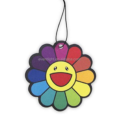 China Viable Customized All Fragrances Refresh Cardboard Tree Fruit Cartoon Sunflower Paper Hanging Car Air Freshener Air Freshener for sale