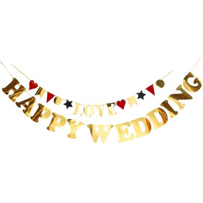 China Marriage ; Christmas Golden Wedding Party Supplies Wedding Room Background Valentine's Day Banner Wedding Decoration for sale