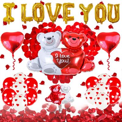 China Wholesale Valentine's Day Balloons Confession Balloon 12 Inch Love Latex Red Heart Bear Heart Film Aluminum And White for sale