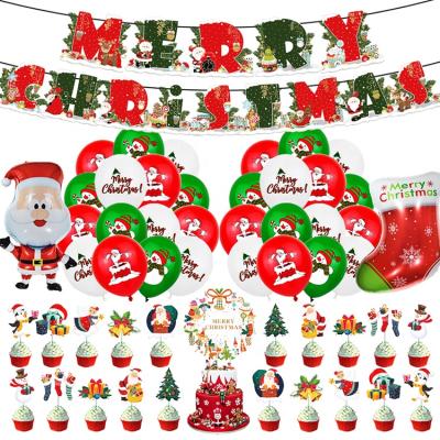 China Xmas Christmas Decoration Supplies Santa Claus Christmas Tree Banner Balloon Set Mall Hotel Decoration Foil Balloon for sale