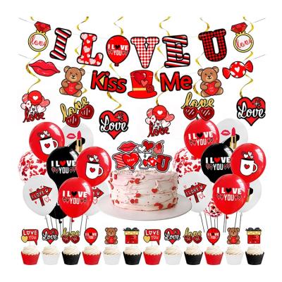 China Valentine's Day Valentine's Day Pull Flag Letter Pull Flag Wedding Party Layout Balloon Pull Flower Set I LOVE YOU for sale