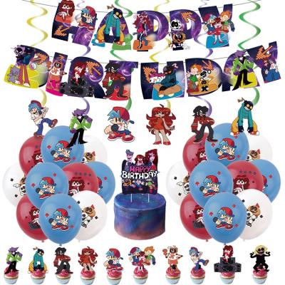 China Friday Night Funkin Birthday Balloon Set Cartoon Latex Balloons Cake Topper Birthday Banner Toy Happy Birthday Party Graduation for sale