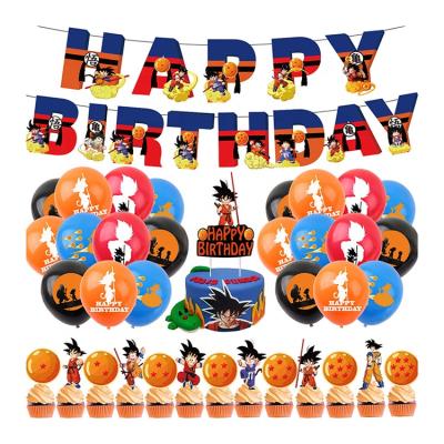 China Birthday Anime Dragon Ball Themed Party Decoration Supplies Happy Birthday Banner Balloons Cupcake Topper Graduation for sale