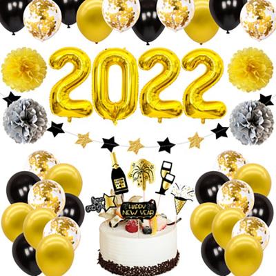 China Popular 2022 New Year Party Decoration Happy New Year Foil Balloon Set for sale