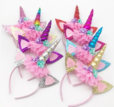 China Part ; Unicorn Hair Band Birthday Decoration Christmas Party Hats Party Headdress for sale