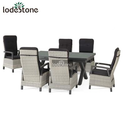 China Hot-selling Modern 7pcs Outdoor Garden Dining Extension Table Patio Furniture Set Set for sale