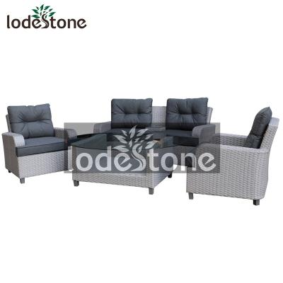 China 4pcs All Weather Alum Rattan Curved Sofa Set Luxury Outdoor Garden Furniture for sale