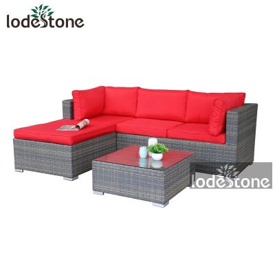 China KD Design 3pcs Best Selling KD Synthetic Rattan Wicker Outdoor Corner Sofa Set Garden Sofa for sale