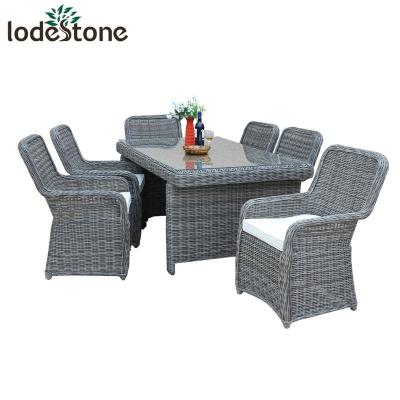 China All Weather Round Wicker Rattan Dining Table And Chair HD Designs Outdoor Furniture for sale