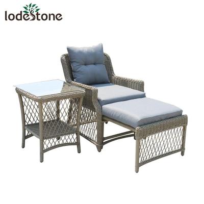 China Stretched Promotional Outdoor Ottoman Wave Rattan Sun Sofa for sale