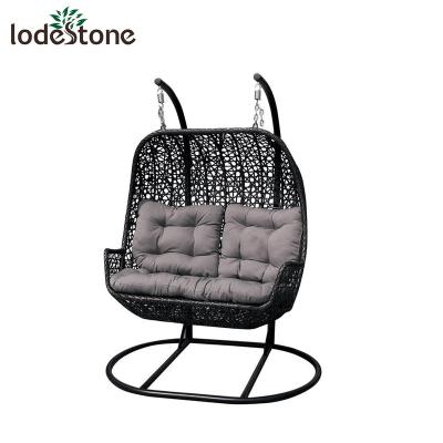 China Swing Outdoor Rattan Wholesale Hanging Double Swing Chair Patio Swing for sale