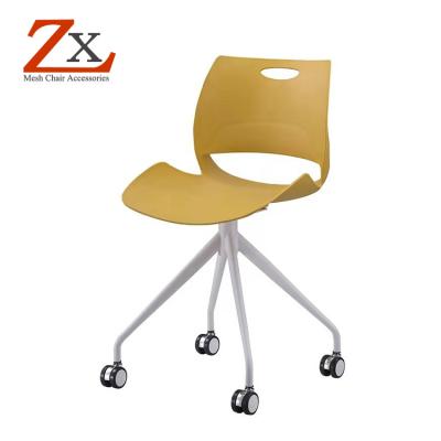 China Polypropylene Plastic Traditional Reading Chair With Wheels Restaurant Dining Chair for sale