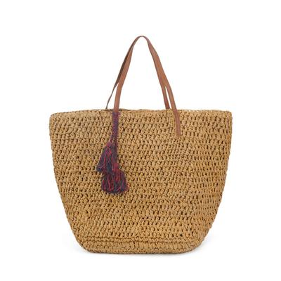 China 2020 Bohemian Paper Straw Tote Crochet Shoulder Bags Printing Vintage Tassel Woven Beach Bag for sale