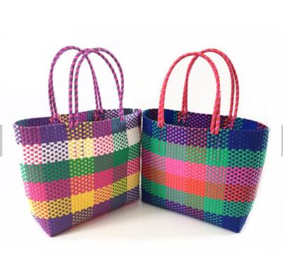 China Fashion Multi Purpose Natural Recycled Straw Open Knit Handbag Women Plastic Weaving Bag for sale