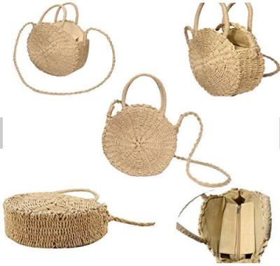 China Fashion Sea Grass Bag Summer Beach Straw Handbag Round Rattan Bag Handcrafted Wicker for sale