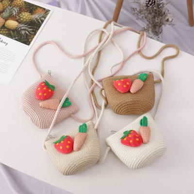 China Fashion 2020 New Bags Summer Cool Children's Straw Handbags Girl Travel Vacation Wild Beach Accessories Soft Bag Set for sale