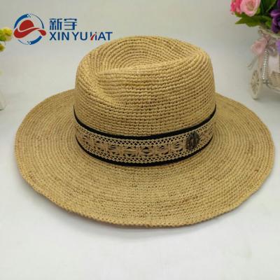 China New Fashionable European Character Style Women's Summer Raffia Straw Hat for sale