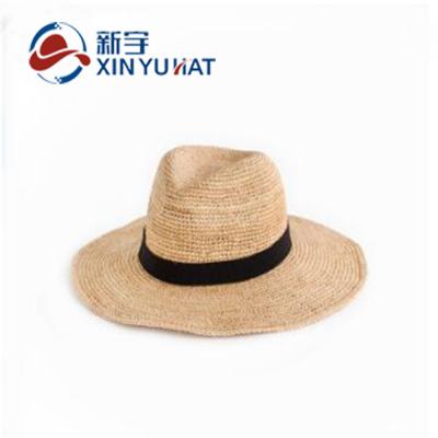 China Character Wide Brim Felted Hat Raffia Straw Hat Beach Hat Women Summer for sale