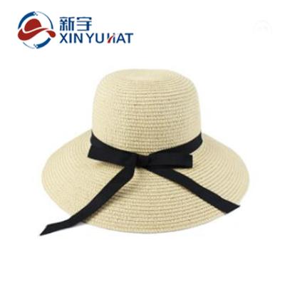 China New Character Fashion Women Brim Wide Foldable Summer Sun Straw Hat for sale