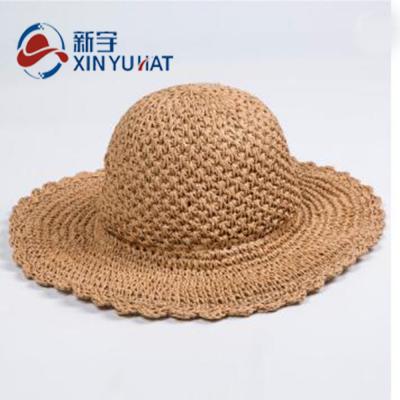 China Character Crochet Beach Soft Collapsible Paper Straw Hat for sale