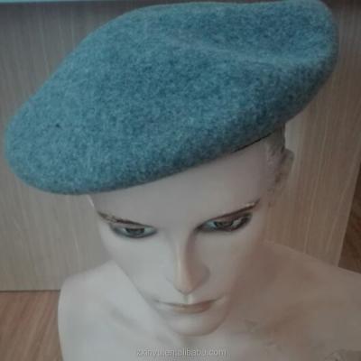 China Plush Military Wool Felt Beret Hats With Leather Binding for sale