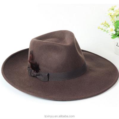 China 100% Fedora Plush Wool Felt Hat Mens Womens Wide Brim Hats for sale