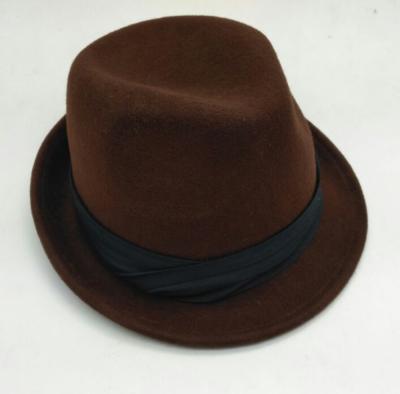 China breathable & Waterproof Wholesale Wool Felt Short Brim Felted Hat Dark Brown Hat for sale