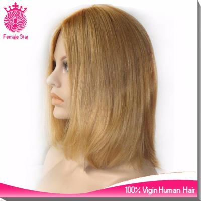 China Soft Natural Jewish Hair Wig Short Straight Blonde Kosher Wig for sale