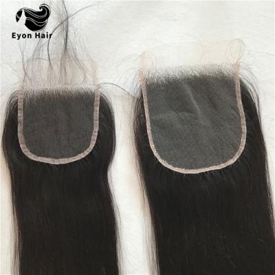 China Brazilian Body Wave Natural Color Human Hair Body Wave And Straight 5*5 HD Lace Silk Closure For Women for sale