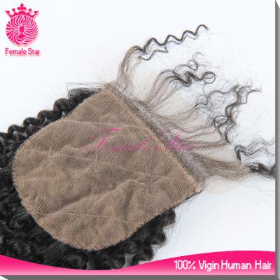 China Basic Curly Silk Lace Weave Closure Front Lace Hair Loop Frontal Closure for sale