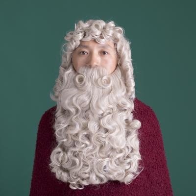 China Santa Claus Hair Wig Set Hot Resistant Synthetic Santa Wig And Beard Factory Direct Design 2019 New With Moustche for sale