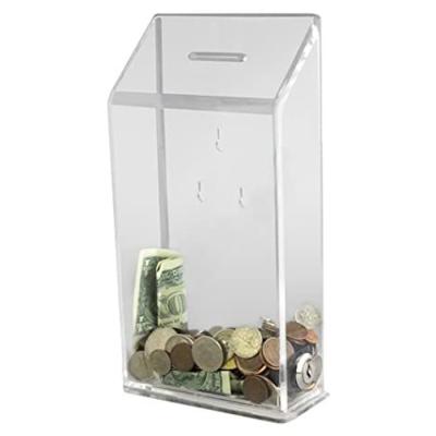 China Clear Wall Mount Folding Acrylic Tzedakah Box With Lock Donation Box Custom Acrylic Collection Box for sale