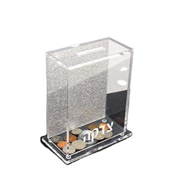 China Silver Tzedakah Box Folding Clear Acrylic Glitter Charity Box Piggy Bank For Gift for sale