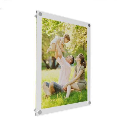 China Eco-friendly Modern Design Wall Mounted Standoff MINGSHI Clear Acrylic Photo Frame for sale