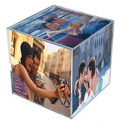 China MINGSHI Eco - Friendly Desktop Small Transparent Acrylic Acrylic Photo Cube Frame For 5 Photos for sale