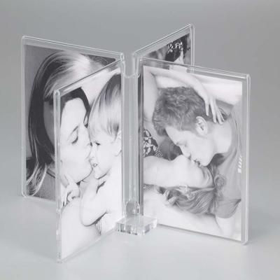 China MINGSHI Eco-Friendly 4 Sides Stylish Clear Acrylic Picture Photo Frame For 8 Pictures for sale