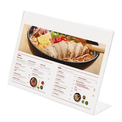 China Custom Eco-Freindly MINGSHI Menu Back Side Oblique Acrylic Poster Holder Acrylic Clear Picture Photo Inserts for sale